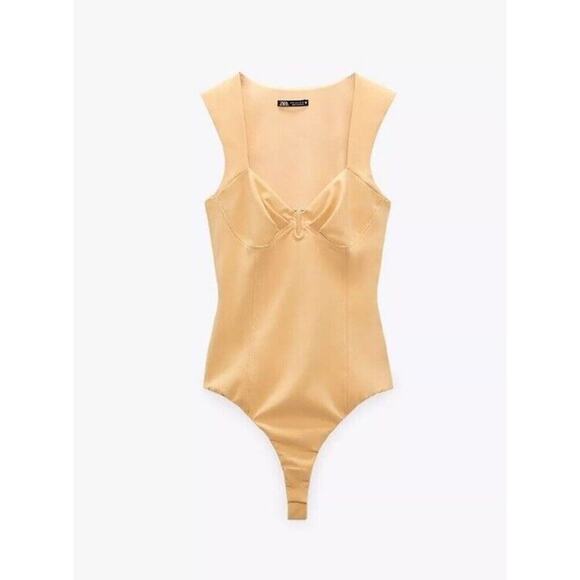 Zara Womens Metal Pastel Race Chic Luxury Piece Bodysuit Yellow Size XS 8605/318 - Picture 15 of 16
